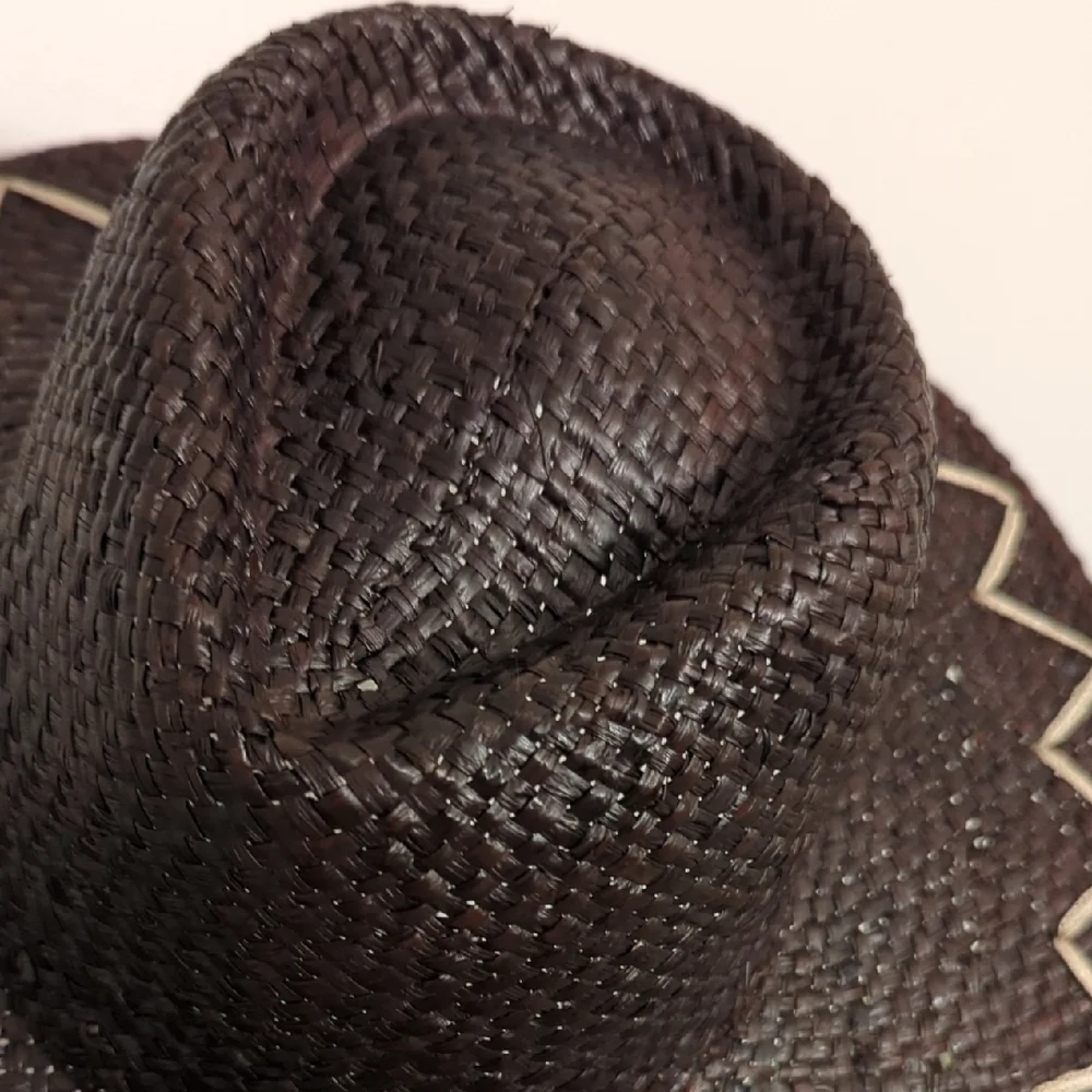 Brixton Dark Brown Woven Hat with Cream Zigzag Accent